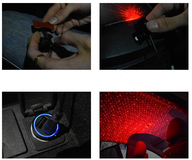 Starry Sky Car Ceiling Lights - USB Interior Atmosphere Lights with Sound Control for a Magical Drive